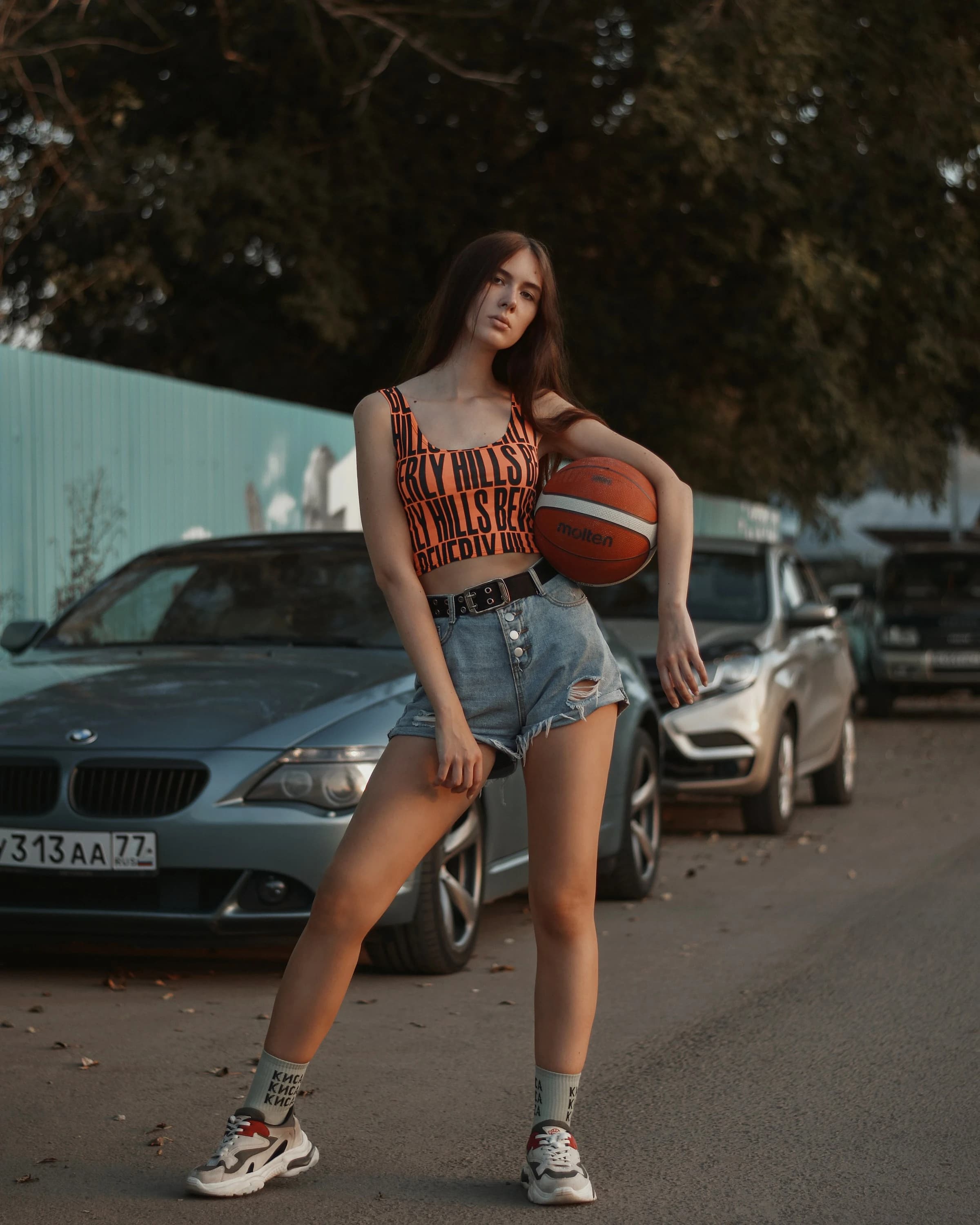 Girl holding basketball
